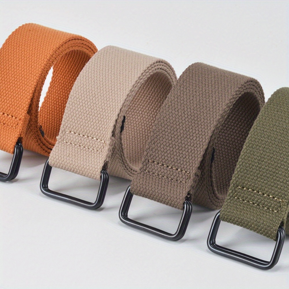 Stylish Canvas Belt with Double Ring Buckle
